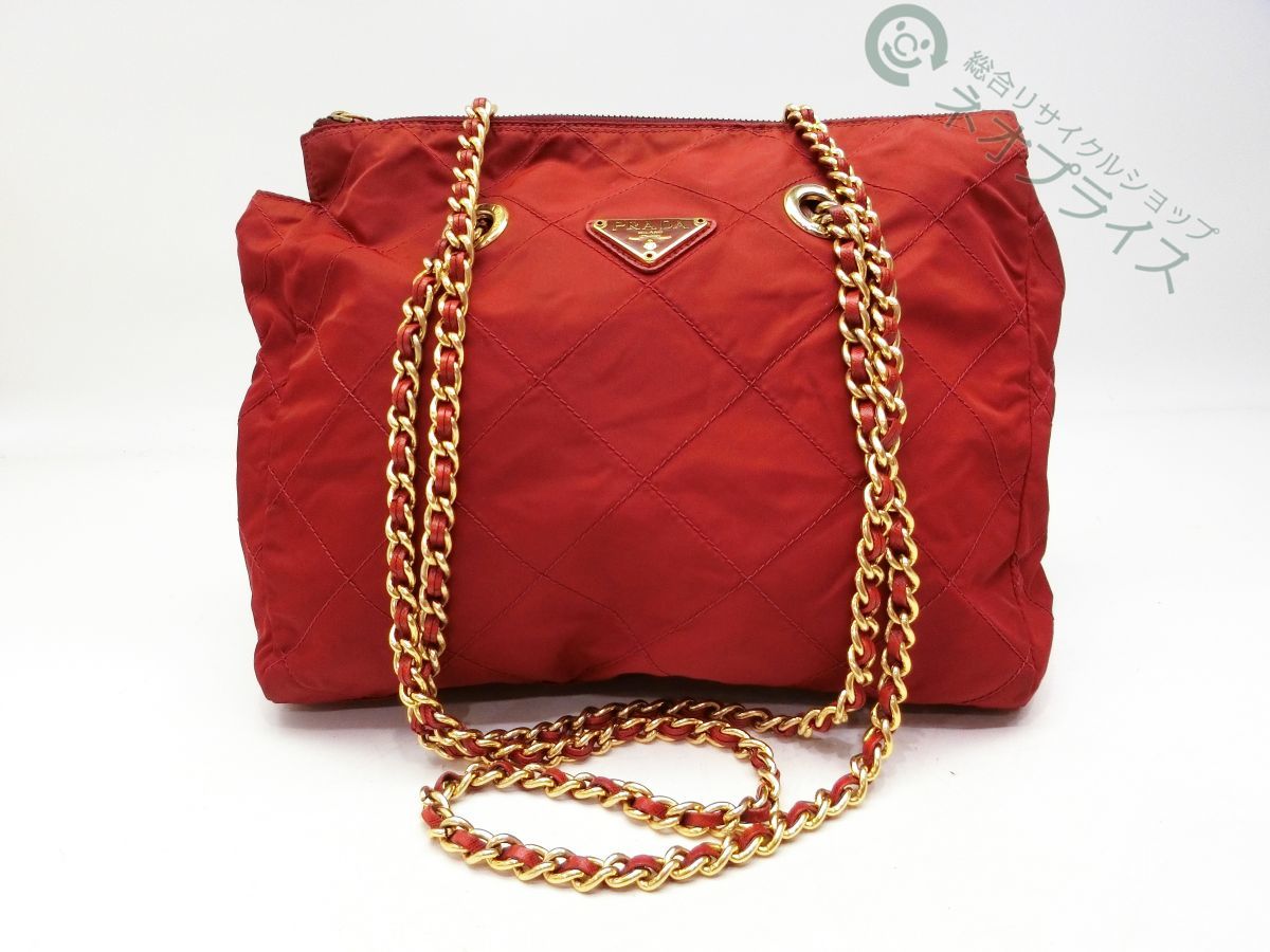 最安値，大得価 S2080 PRADA プラダ ロゴプレート キルティング ナイロン チェーン ショルダー バッグ(ショルダーバッグ)｜売買されたオークション情報、yahooの商品情報をアーカイブ公開 - オークファン かばん、バッグ
