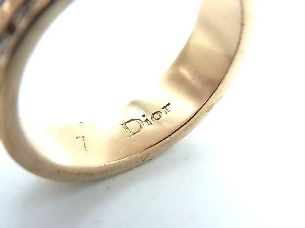 1円 ■美品■ Christian Dior ディオール ラインストーン リング 指輪 アクセサリー 約14号 レディース ゴールド系 a8258VM