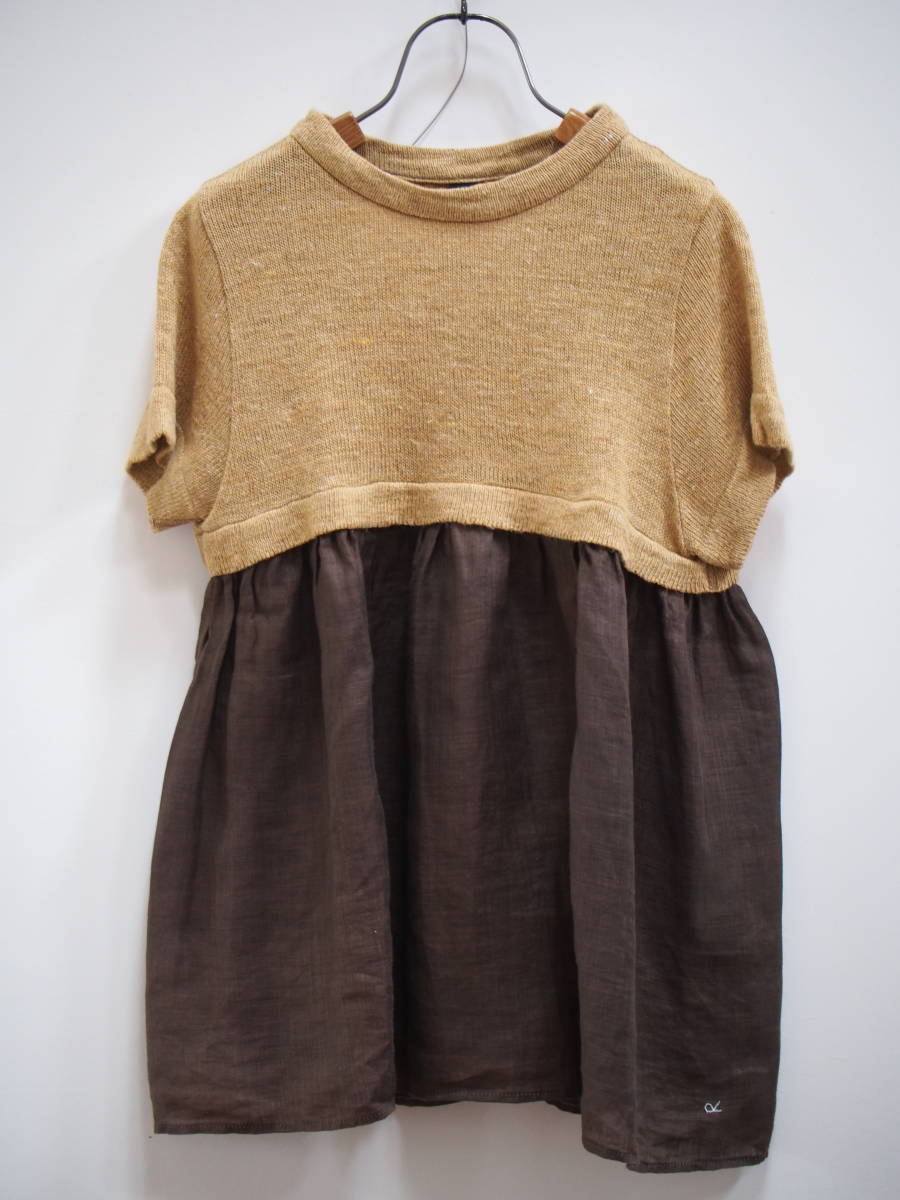 本物保証，SALE 45R 異素材ドッキングトップス ブラウス ニット コットン＋リネン &times;クロス リネン(女性用)｜売買されたオークション情報、yahooの商品情報をアーカイブ公開 - オークファン 女性用