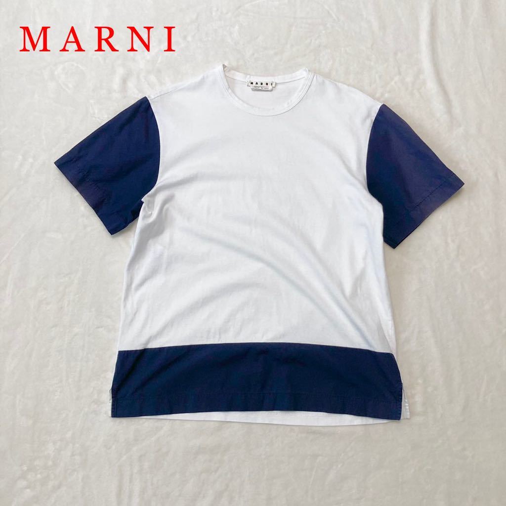 特価スタート Marni メンズ 17ss シャツ地切り替えカットソー Tシャツ ホワイト ネイビー イタリア製 サイズ46 ゾロ目スタート マルニ 男性用 売買されたオークション情報 Yahooの商品情報をアーカイブ公開 オークファン Aucfan Com