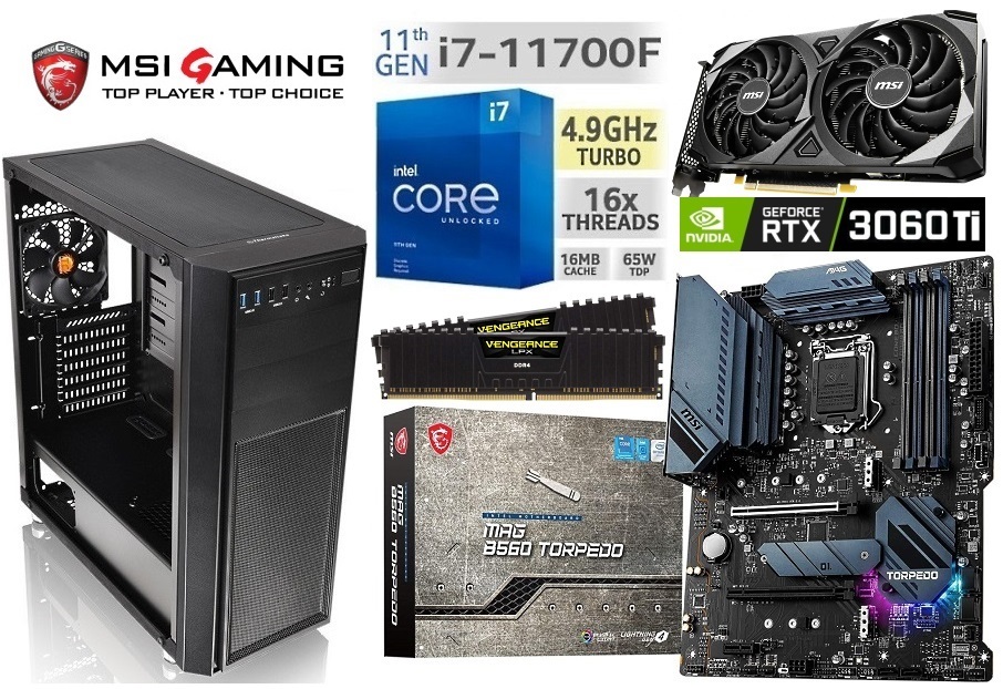 ☆第11世代 MSI intel i7-11700F/RTX3060Ti/B560/Mem16GB/M.2SSD 500GB 