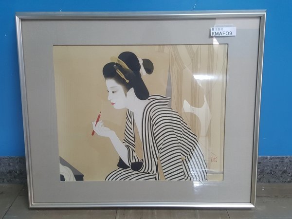 【低価，大得価】 KMAFO9 絵画 日本画 芸者 縦縞着物 約 縦53㎝&times;横64㎝ 送料2000円(人物、菩薩)｜売買されたオークション情報、yahooの商品情報をアーカイブ公開 - オークファン 人物、菩薩