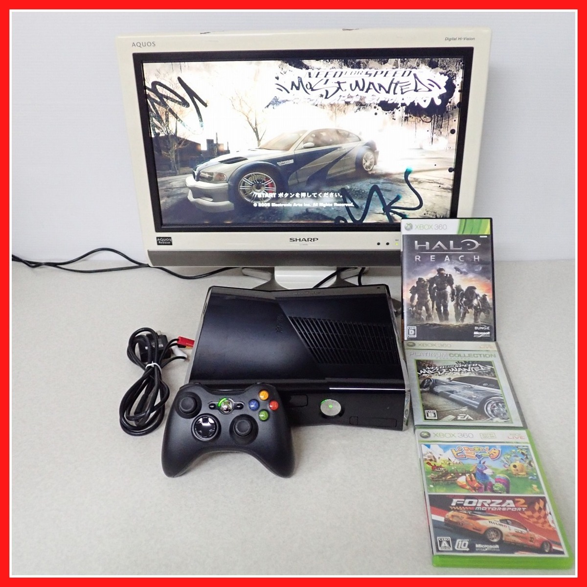動作品 XBOX360S 本体一式 250GB + HALO REACH ヘイロー：リーチ 等 ソフト3本 まとめてセット Microsoft マイクロソフト【20 0 250GB Xbox 360) (Xbox [Xbox