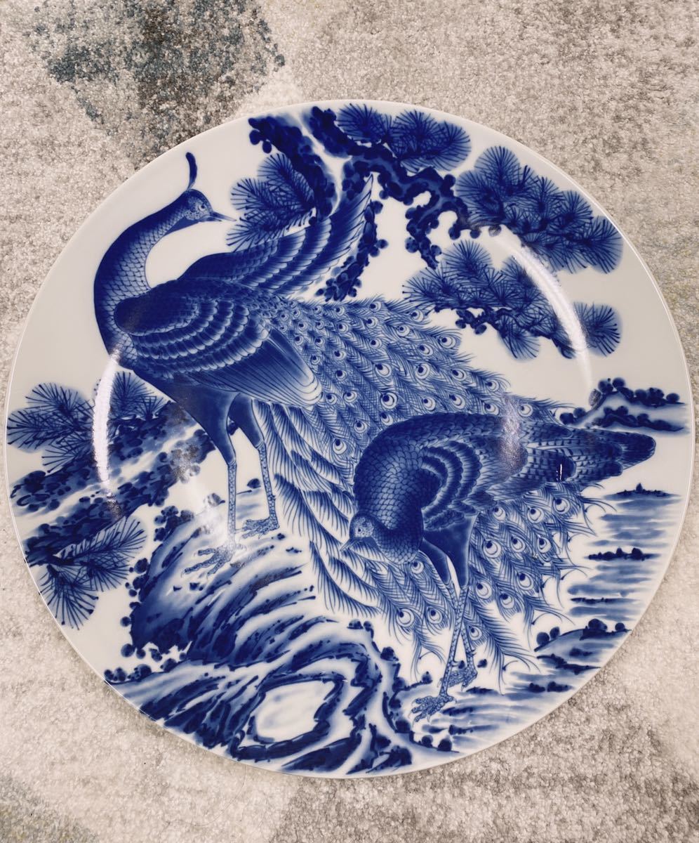 品 有田焼 昭右衛門 染付孔雀クジャク大皿 45cm 飾皿 の入札履歴