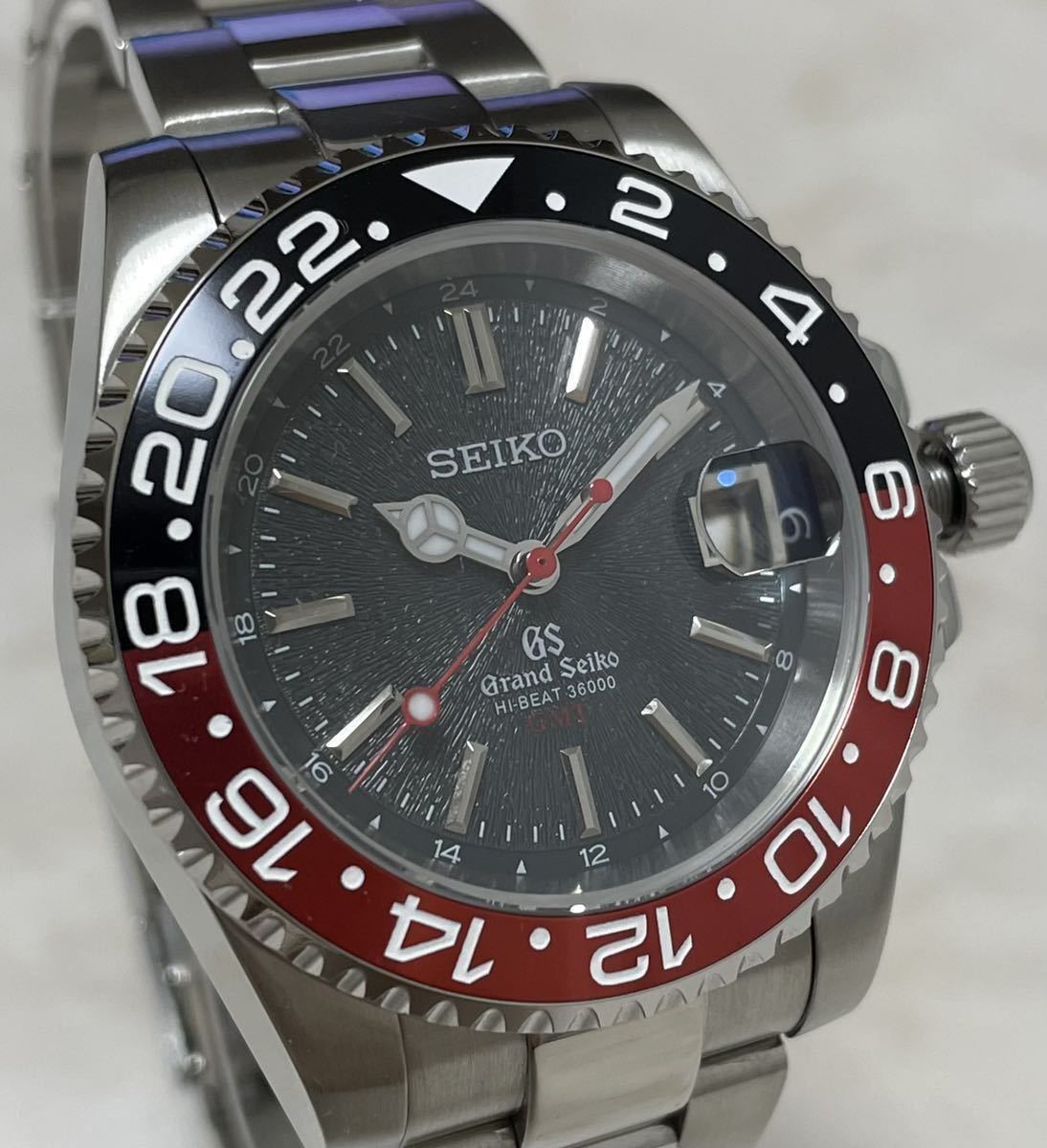 1円～ SEIKO カスタム ダイバーズ 赤 黒 GMT mod レッド 自動巻 手巻き