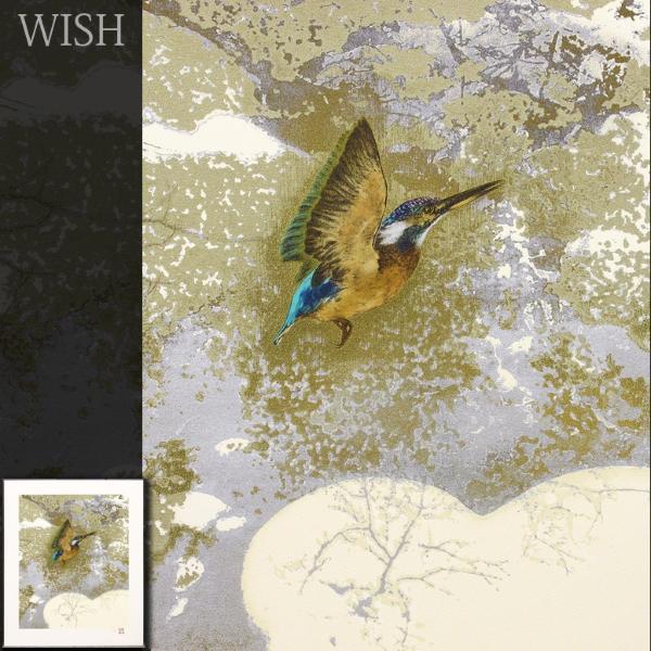 真作】【WISH】下田義寛「溪」リトグラフ 8号大 直筆サイン 証明シール