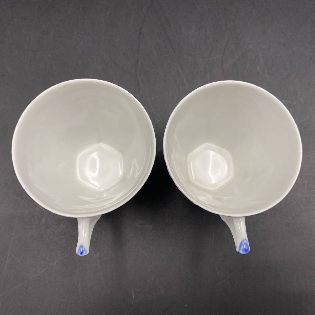 1円~【美品】ロイヤルコペンハーゲン ROYAL COPENHAGEN ブルーフルーテッド フルレース 顔付 カップ＆ソーサー 2客セット_8