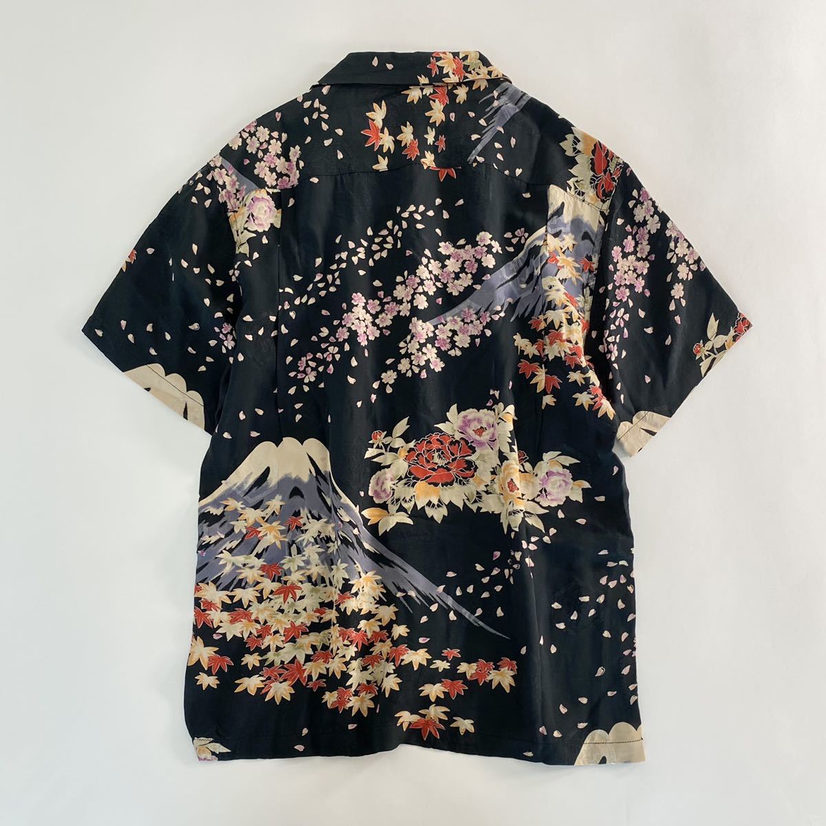 Ce25《美品》梵殷 半袖シャツ プリントシャツ 総柄 和柄 四季 桜 紅葉