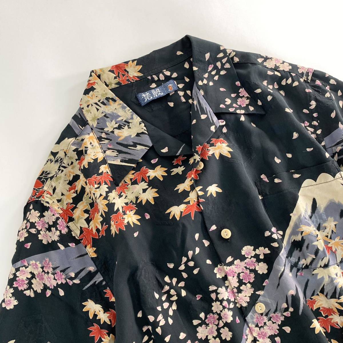Ce25《美品》梵殷 半袖シャツ プリントシャツ 総柄 和柄 四季 桜 紅葉