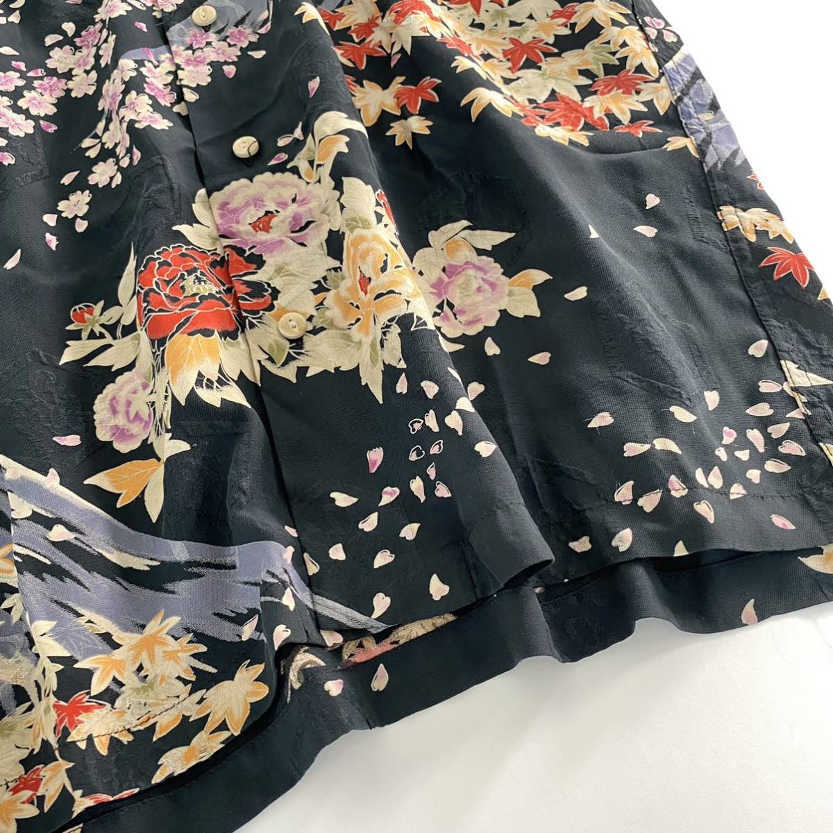 Ce25《美品》梵殷 半袖シャツ プリントシャツ 総柄 和柄 四季 桜 紅葉