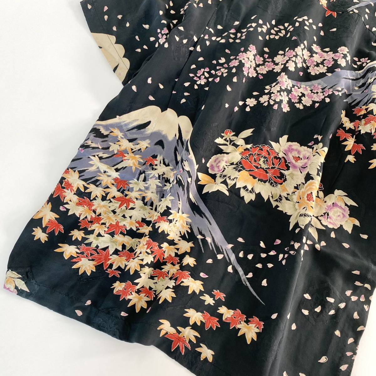 Ce25《美品》梵殷 半袖シャツ プリントシャツ 総柄 和柄 四季 桜 紅葉