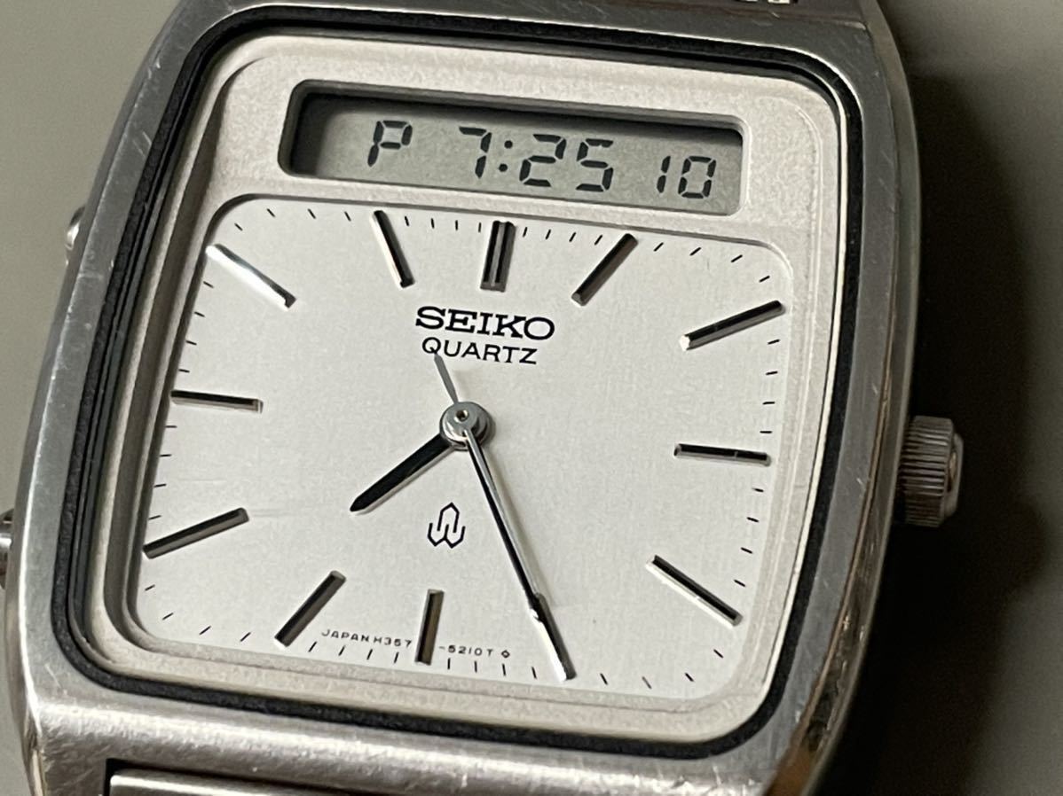 【人気モデル】SEIKO H357-5130 アナデジ メンズ腕時計 シルバー 1円〜◇ セイコー SEIKO クォーツ アナデジH357-5130 シルバーカラー