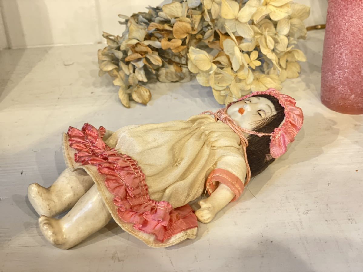 81】美品 戦前大正〜昭和初期 当時物古いサクラビスクドール大正ロマン