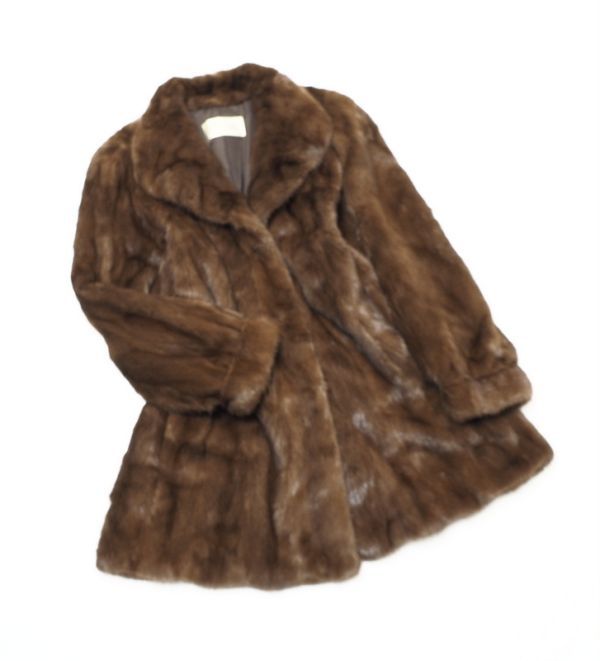 高級 ムーンバット MOONBAT CRESCE ミンクファーコート ブラ