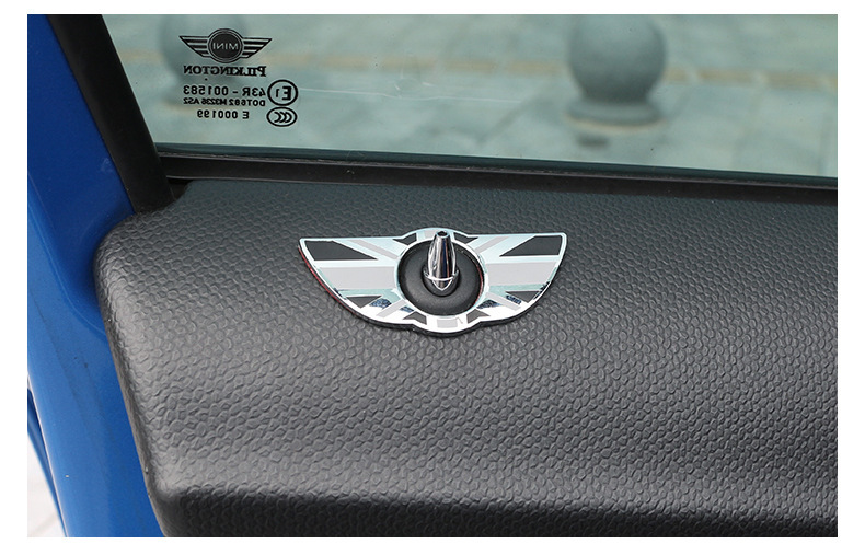 1個 BMW MINI ミニクーパー ドアロック エンブレム テッカー ドアロックピン 内装 ブラックユニオンジャック サイズ：6.5cm×2.6cm_3