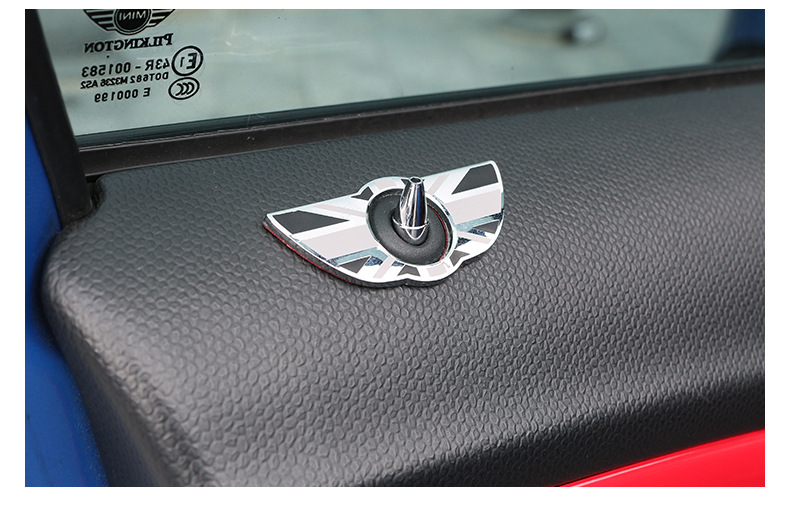 1個 BMW MINI ミニクーパー ドアロック エンブレム テッカー ドアロックピン 内装 ブラックユニオンジャック サイズ：6.5cm×2.6cm_4