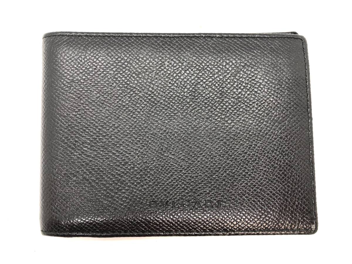 美品☆BVLGARI ブルガリ☆2つ折り財布 クラシコレザー レザー ブラック
