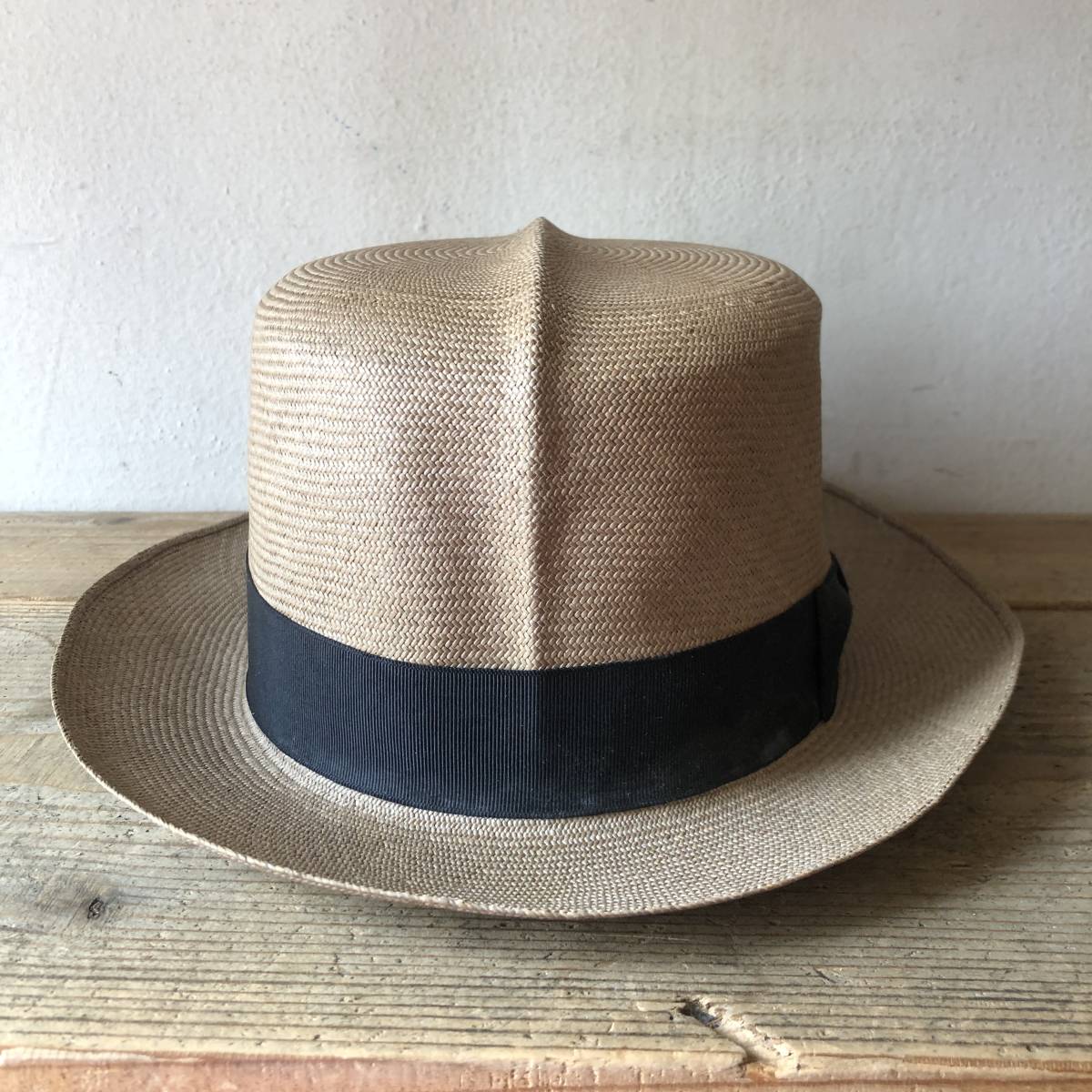 【未使用級】三越 パナマ風 ストローハット 箱付　ヴィンテージ Panama Hat ストローハット ヴィンテージハット ストローハット