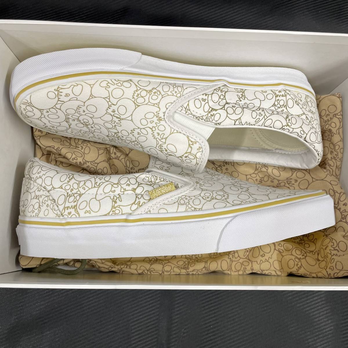 VANS TAKASHI MURAKAMI Classic Slip-On Skull Gold Line 26cm バンズ 