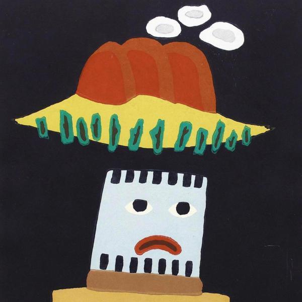 真作】【WISH】畦地梅太郎「火の山の男」木版画 約6号 1990年作 〇人気 