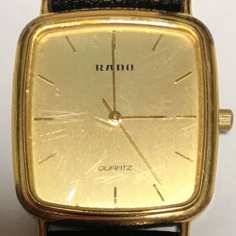 357-0494 RADO ラドー クォーツ 腕時計 革ベルト 黒 132.9555.2 電池 