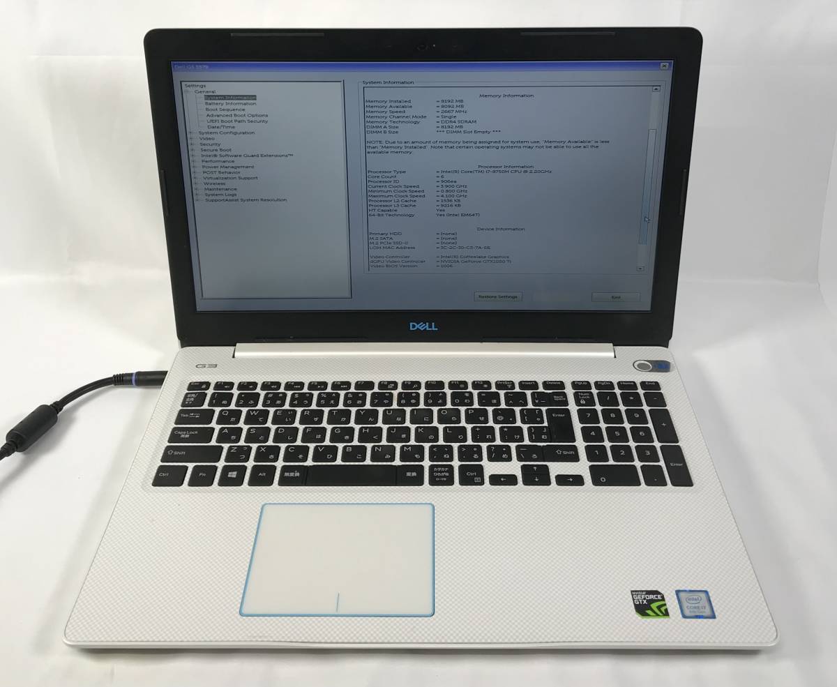 Dell G3 · - 0 GTX Ti i7-8750H 1 15.6”, Full HD 2 Laptop FHD SSD+