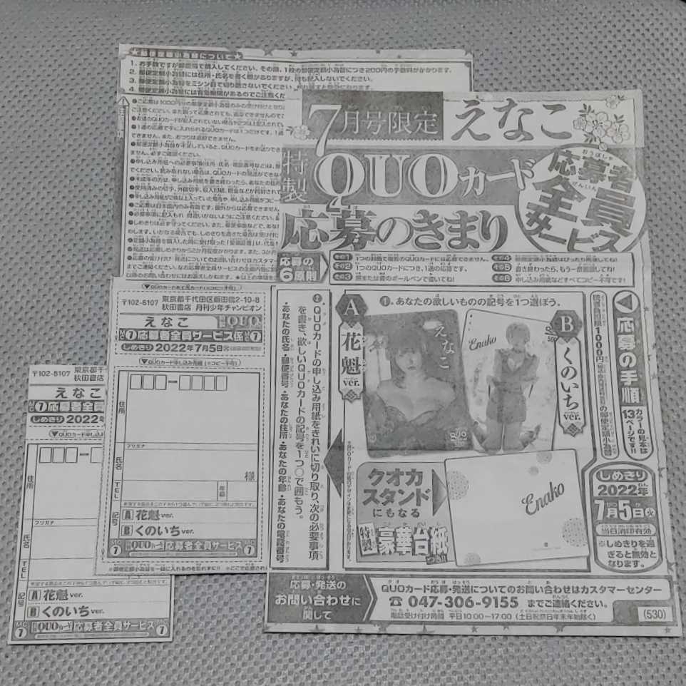 えなこ　少年チャンピオン 2020年 7/30号　応募特典クオカード２枚セット 2枚 月刊少年チャンピオン 7月号 えなこ QUOカード クオカード 応募者
