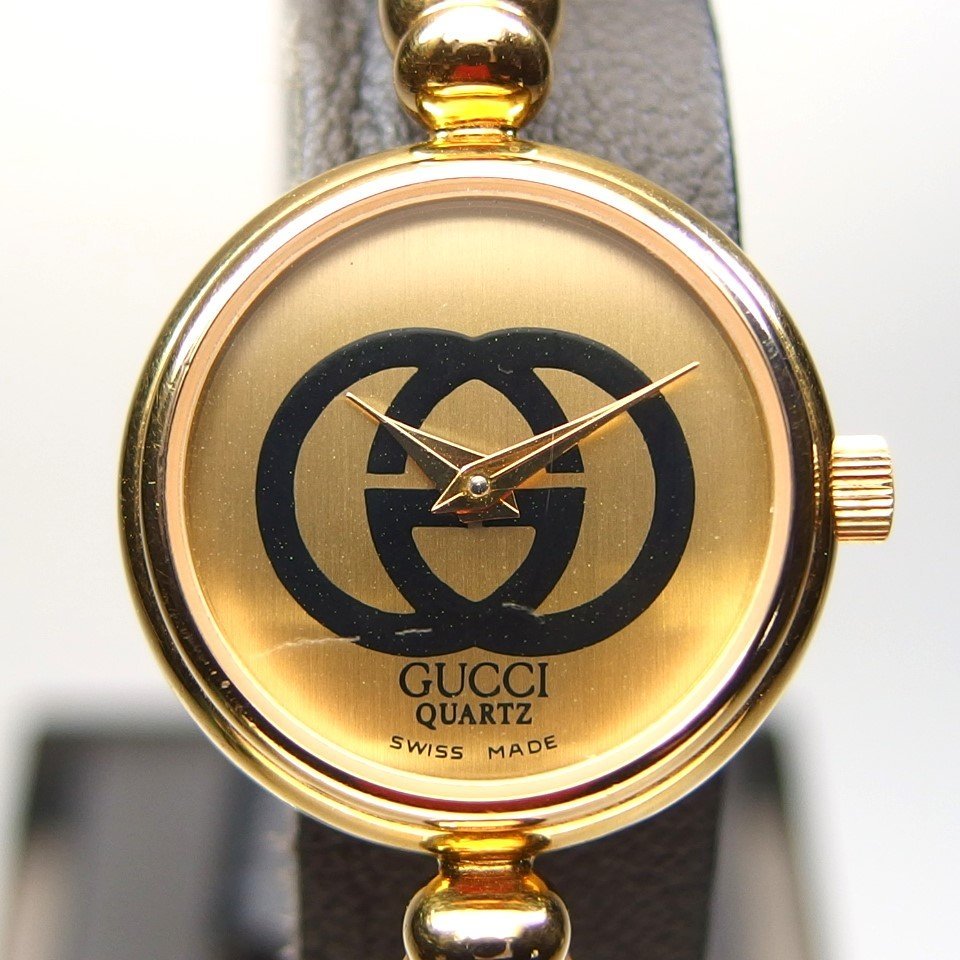 電池交換済】GUCCI グッチ 2047L 腕時計 グッチカラー ゴールド