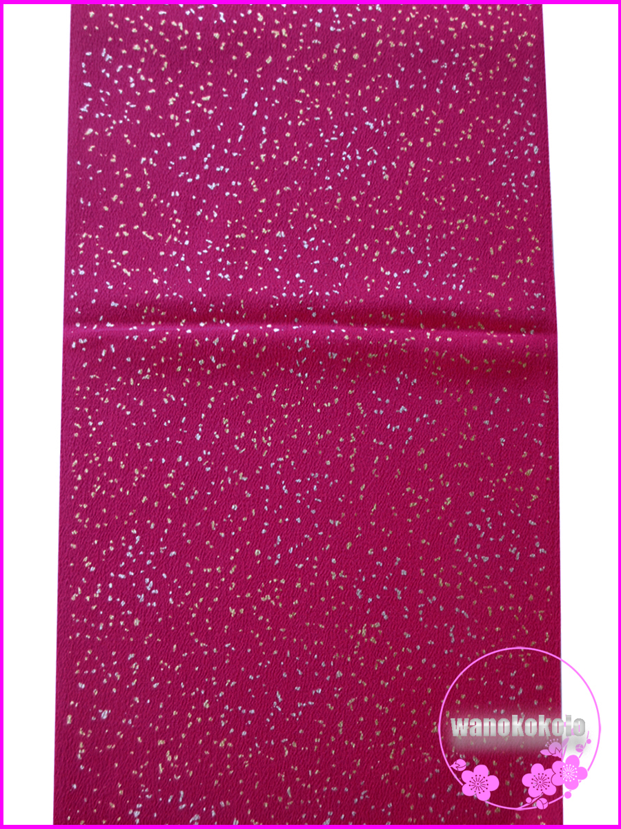 【和の志】成人式の振袖に◇振袖用正絹ちりめん帯揚げ◇赤紫系・金タタキ◇FA_26