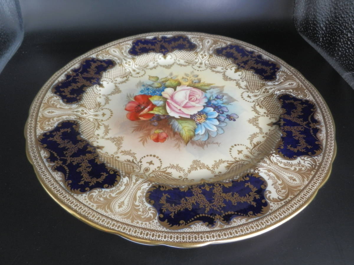 エインズレイ イギリス☆花模様 豪華金彩ディナープレート 美品