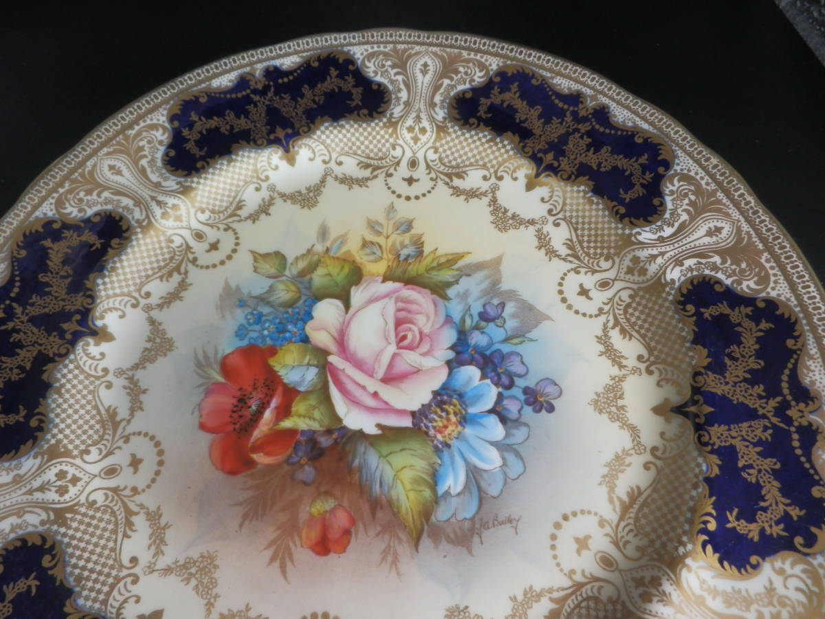 エインズレイ イギリス☆花模様 豪華金彩ディナープレート 美品