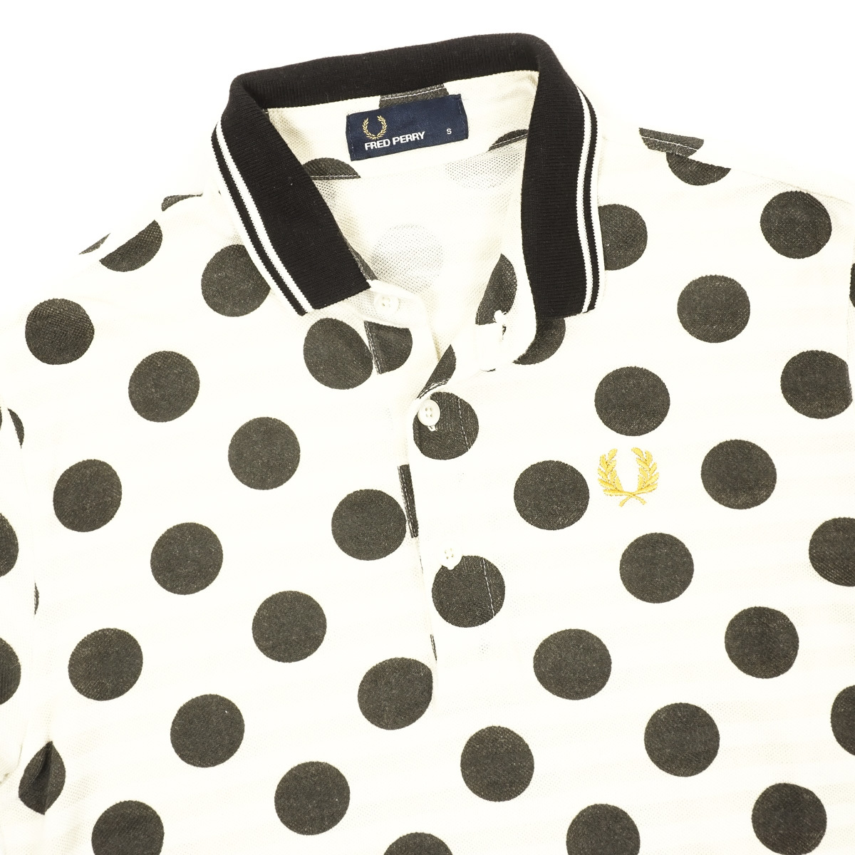 FRED PERRY 半袖ポロシャツ Sサイズ ベージュカラー ドット柄 綿100 