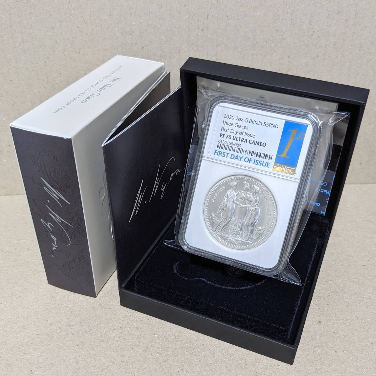 初日発行 PF70UCAM ロイヤルミント 2オンス プルーフ銀貨 5ポンド NGC