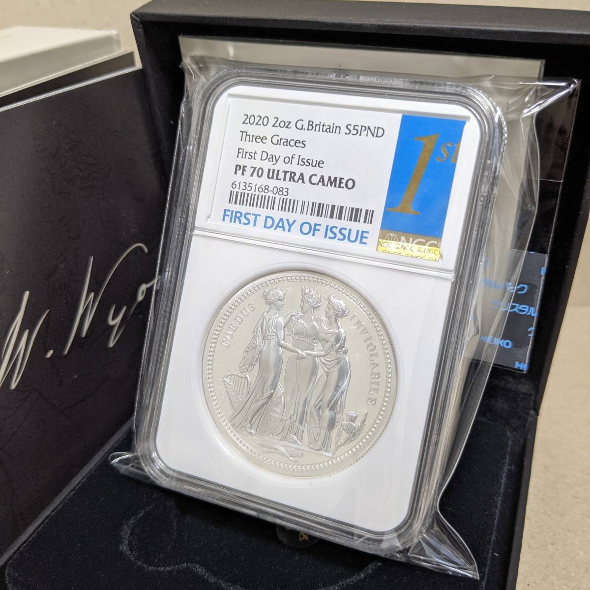 初日発行 PF70UCAM ロイヤルミント 2オンス プルーフ銀貨 5ポンド NGC
