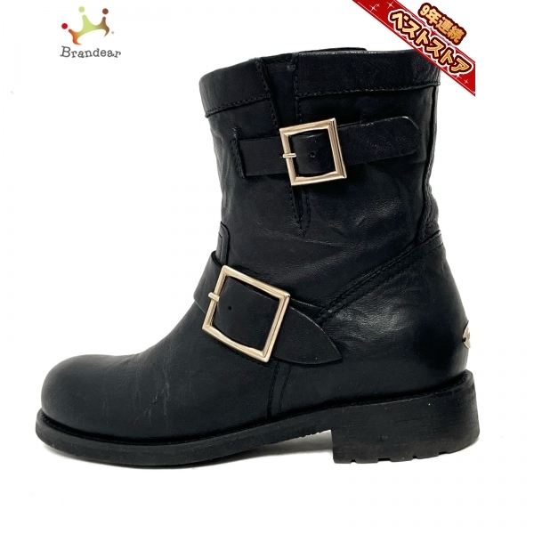 人気，お買い得 ジミーチュウ JIMMY CHOO ショートブーツ 34 1/2 - レザー 黒 レディース 靴(靴)｜売買されたオークション情報、yahooの商品情報をアーカイブ公開 - オークファン 靴