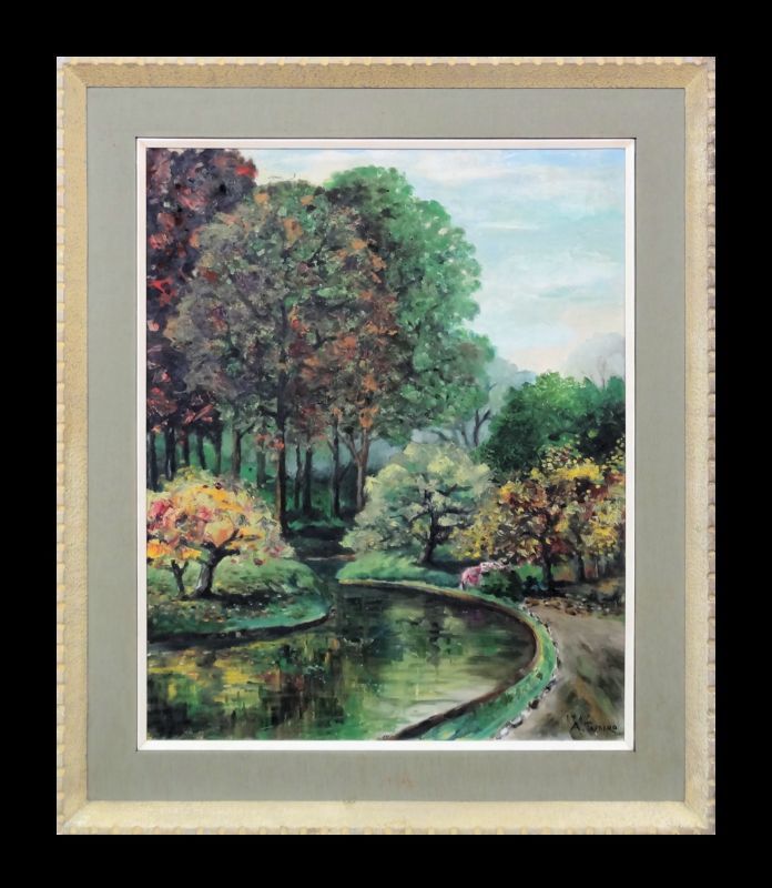 ☆真作保証【田代安政】 油彩画１５号 「秋の東大植物園」大調和会会員 元一線美術会員 都民展副会長☆_6