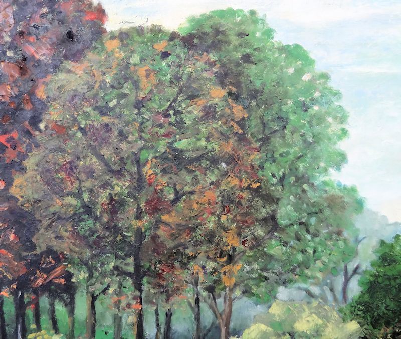 ☆真作保証【田代安政】 油彩画１５号 「秋の東大植物園」大調和会会員 元一線美術会員 都民展副会長☆_8