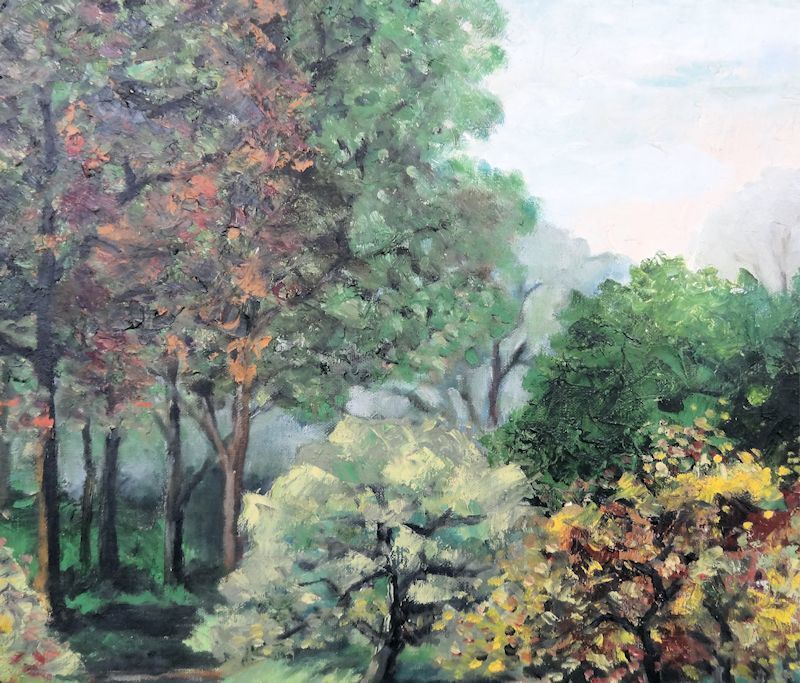 ☆真作保証【田代安政】 油彩画１５号 「秋の東大植物園」大調和会会員 元一線美術会員 都民展副会長☆_9