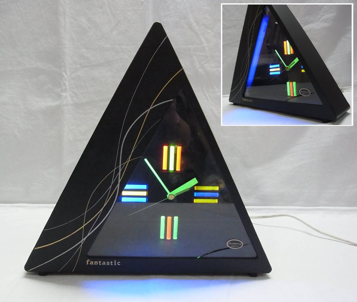 80年代 ヴィンテージ☆Fantasticトライアングル ネオンクロック☆山崎
