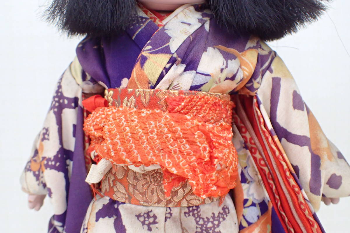 古い市松人形　竜月作 市松人形 女の子 竜月 高さ35cm 銘有り 昭和初期 時代物 日本人形