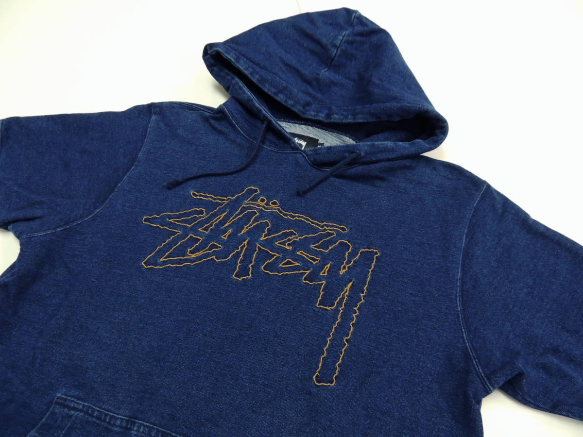 ステューシーstussy⁄インディゴ⁄染め⁄刺繍ロゴ⁄スウェット⁄パーカー 