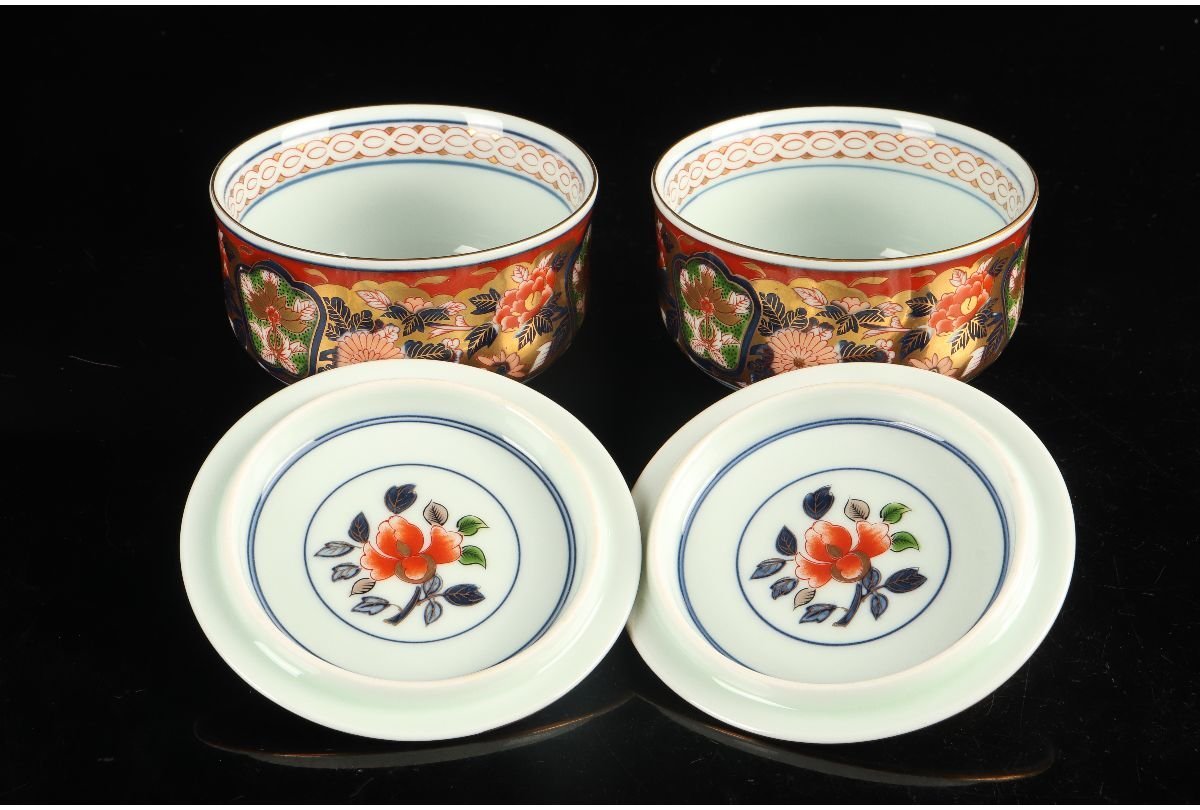 URA]日肥其泉昭和年製/極錦金彩古伊万里様式茶器揃/4-7-37(検)骨董 