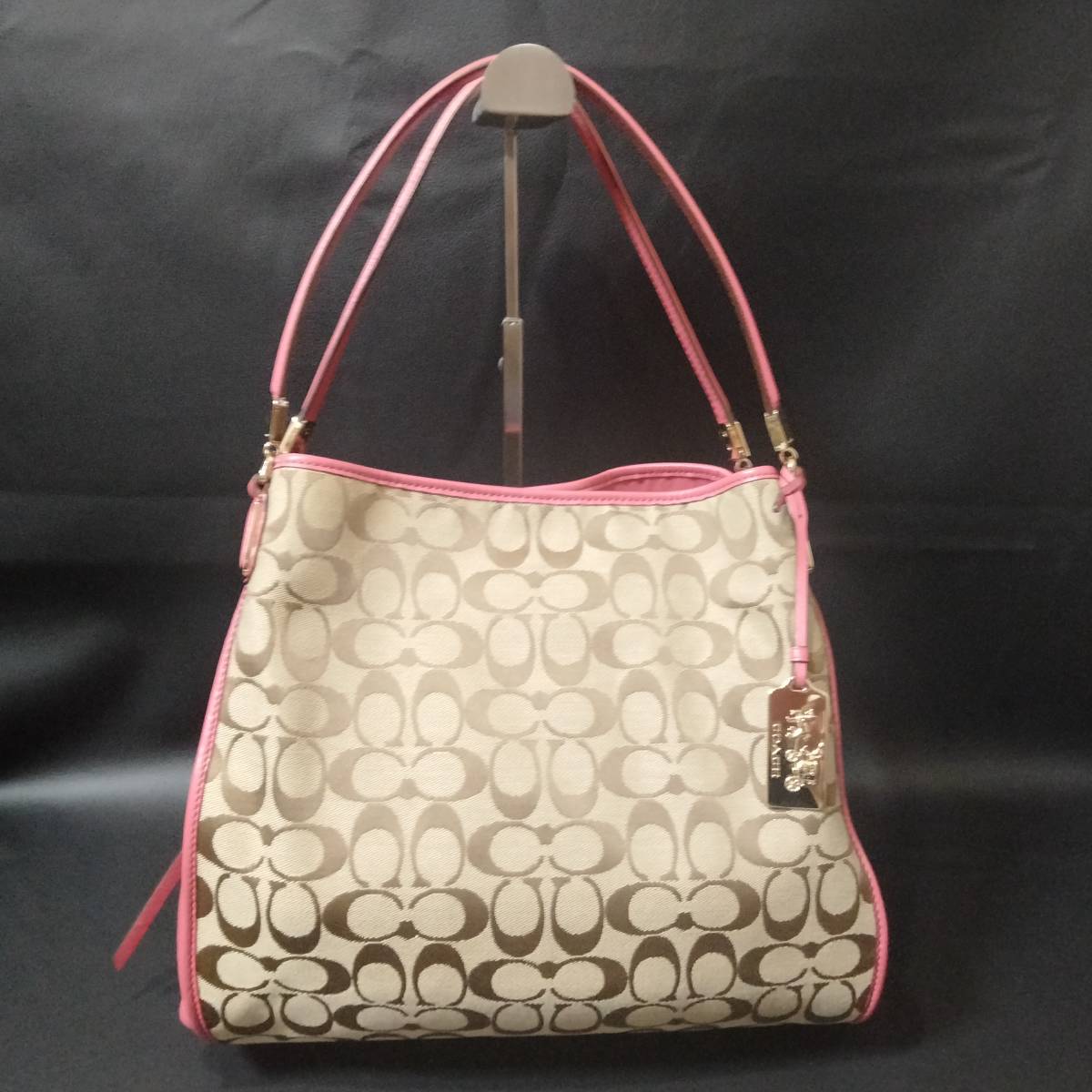 コーチ COACH ショルダーバッグ トートバッグ シグネチャー ベージュ ピンク 32356 キャンバス レザー レディース