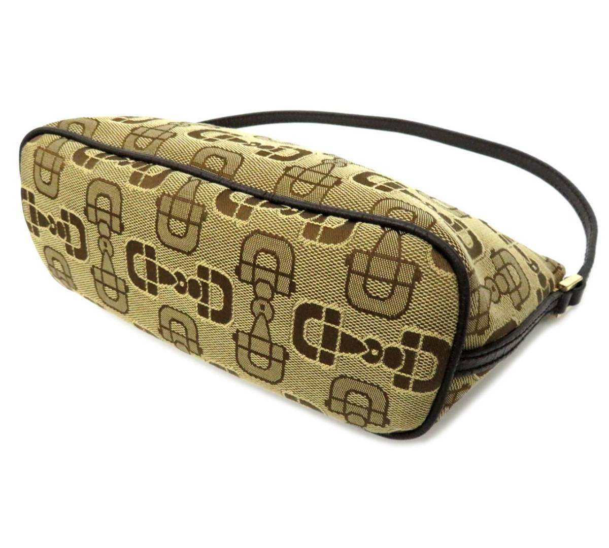 6237 極希少 美品 GUCCI グッチ ホースビット柄 キャンバス×レザー 