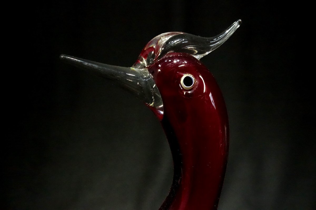 Multi Glass マルティグラス クジャク　ガラス工芸　４６cm ☆Multi Glass マルティグラス 日本製 ガラス工芸 鳥 置物 大型 2体 約