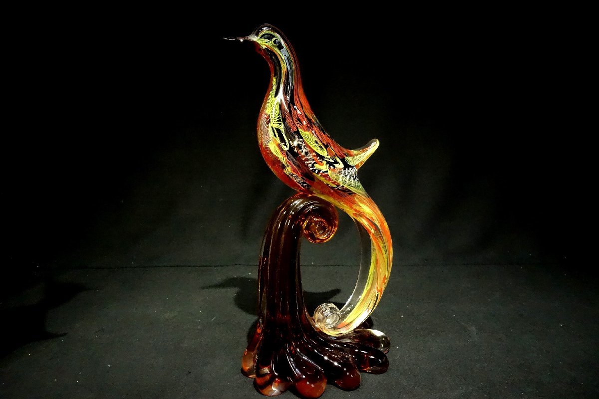 ☆Multi Glass マルティグラス 日本製 ガラス工芸 鳥 置物 大型 2体 約