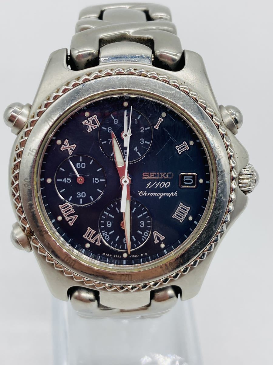d68 必見 ! SEIKO セイコー 7T52-7000 1/100 クロノグラフ 純正ベルト