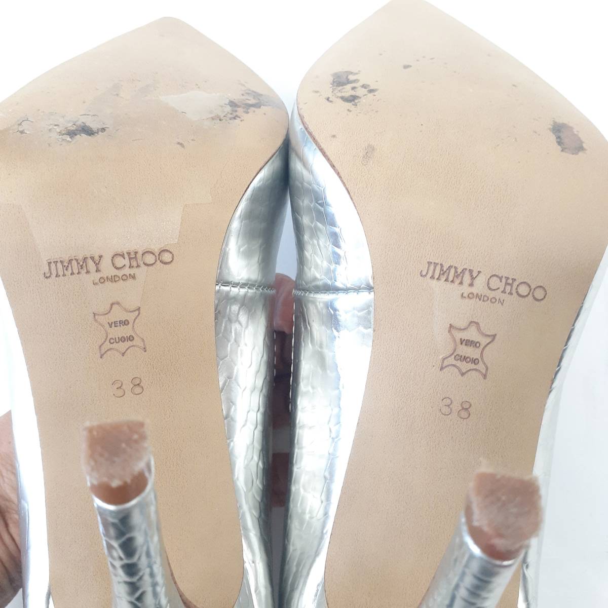 JIMMY CHOO ジミーチュウ ハイヒール 38 24㎝ パンプス メタリック 