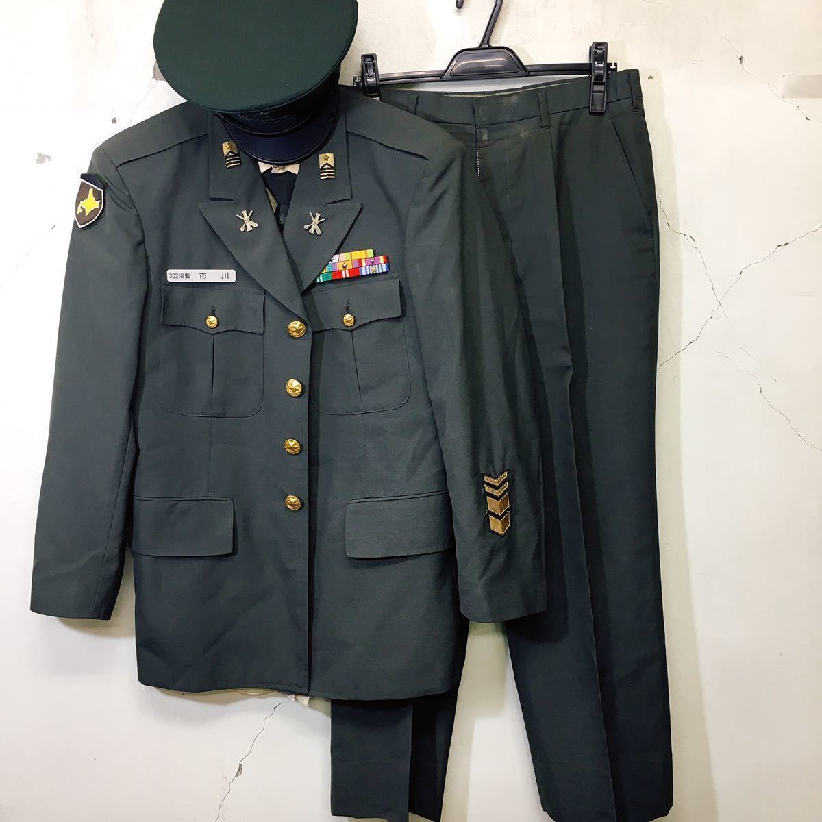 陸上自衛隊　91式制服　私物 AB4 陸上自衛隊 91式制服礼服 91式制帽 曹士用 91式夏服第1種 上下セット