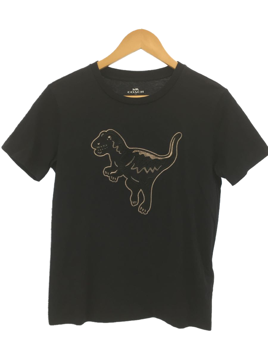 COACH◇Tシャツ/M/コットン/BLK/恐竜/ブラック/レディース/古着